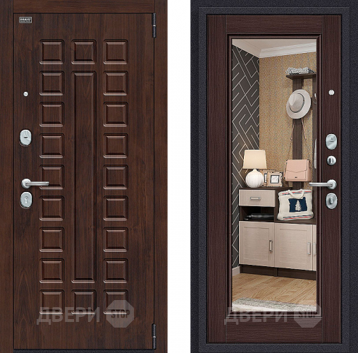 Входная металлическая Дверь Bravo Оптим Урбан с зеркалом Wenge Veralinga в Ногинск