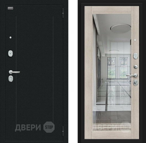 Входная металлическая Дверь Bravo Флэш Букле черное/Cappuccino Veralinga в Ногинск