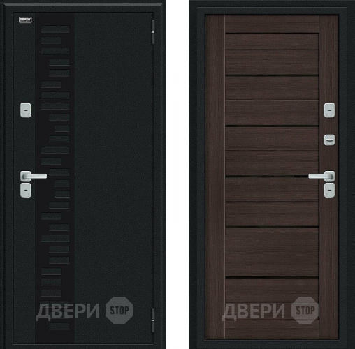 Входная металлическая Дверь Bravo Thermo Техно Декор Букле черное/Wenge Veralinga в Ногинск
