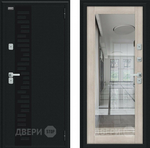 Входная металлическая Дверь Bravo Thermo Флэш Декор Букле черное/Cappuccino Veralinga в Ногинск
