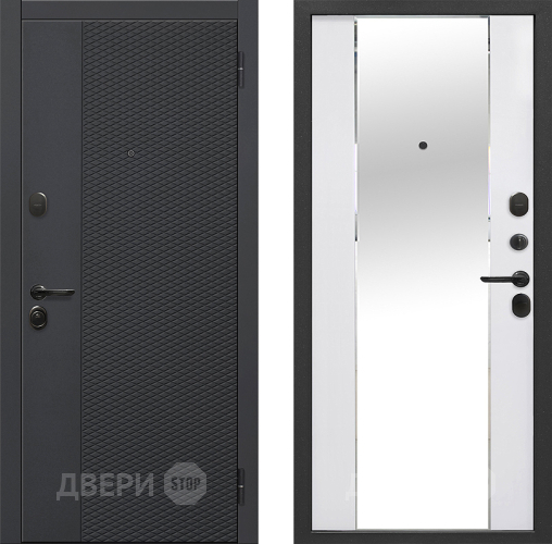 Входная металлическая Дверь Флорида Зеркало Фацет Эммалит Белый в Ногинск