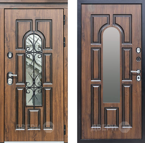 Входная металлическая Дверь Сударь МХ-32 Винорит Темный Дуб с Ковкой и окном в Ногинск