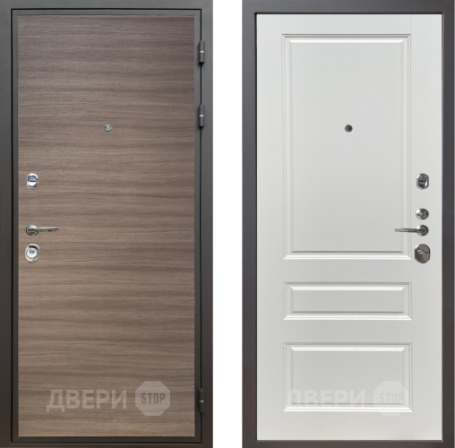 Входная металлическая Дверь Шелтер (SHELTER) Комфорт Дуб тоскано поперечный 1 Белый ясень в Ногинск