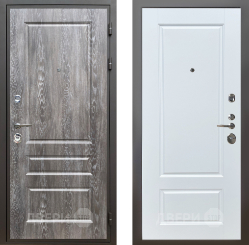 Входная металлическая Дверь Шелтер (SHELTER) Комфорт Дуб шале серебро 4 Белый матовый в Ногинск