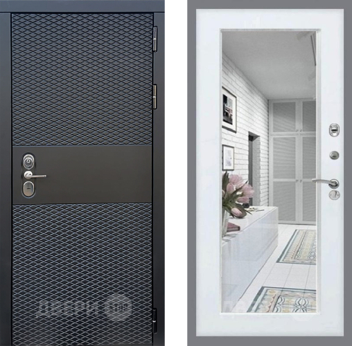 Входная металлическая Дверь Стоп БЛЭК CISA Зеркало Белый ясень в Ногинск