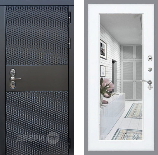 Входная металлическая Дверь Стоп БЛЭК CISA Зеркало Силк Сноу в Ногинск