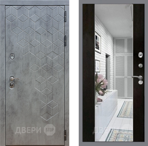 Входная металлическая Дверь Стоп БЕТОН Зеркало СБ-16 Венге в Ногинск