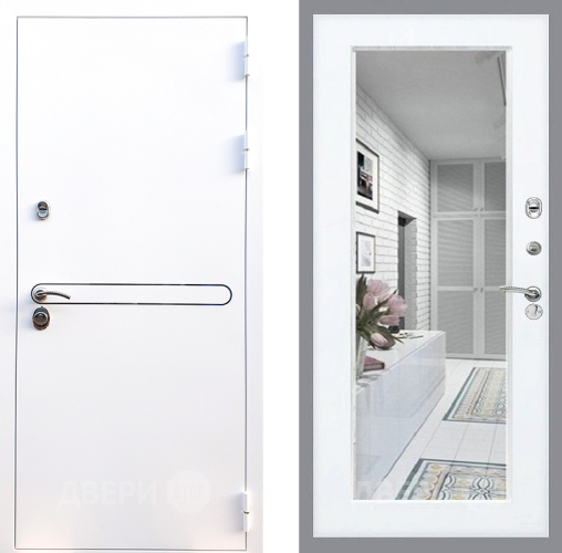 Входная металлическая Дверь Стоп Лайн Вайт Зеркало Силк Сноу в Ногинск