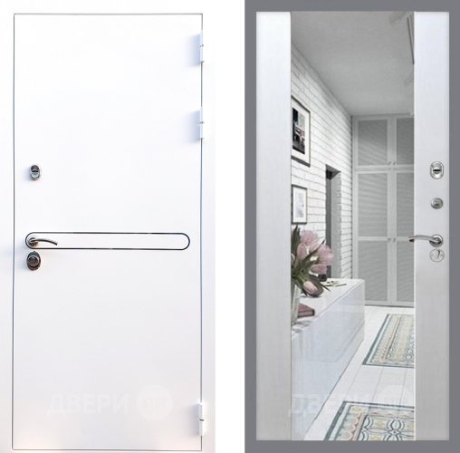 Входная металлическая Дверь Стоп Лайн Вайт Зеркало СБ-16 Лиственница беж в Ногинск