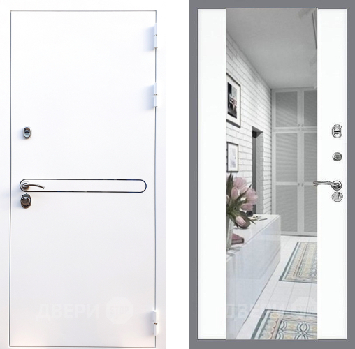 Входная металлическая Дверь Стоп Лайн Вайт Зеркало СБ-16 Силк Сноу в Ногинск