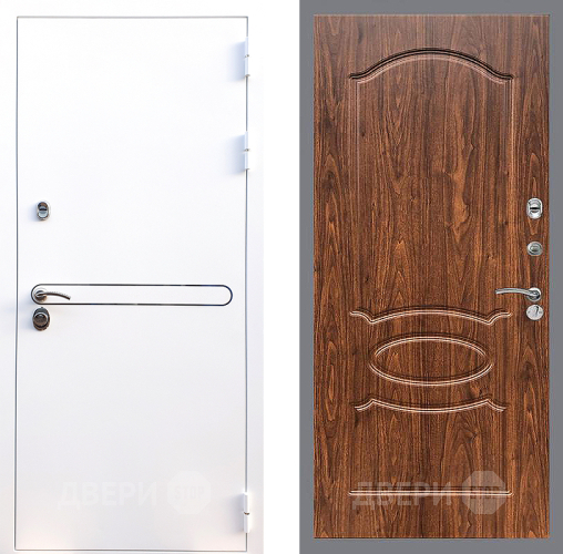 Входная металлическая Дверь Стоп Лайн Вайт ФЛ-128 орех тисненый в Ногинск