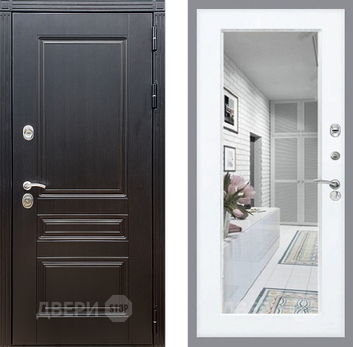 Входная металлическая Дверь Стоп МЕГАПОЛИС Зеркало Силк Сноу в Ногинск