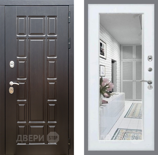 Входная металлическая Дверь Стоп НЬЮ ЙОРК Зеркало Белый ясень в Ногинск