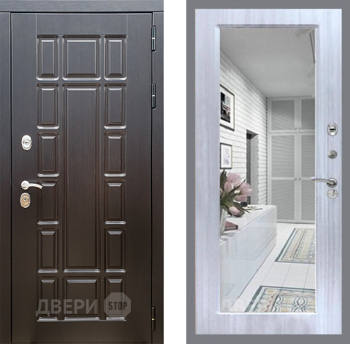 Входная металлическая Дверь Стоп НЬЮ ЙОРК Зеркало Сандал белый в Ногинск