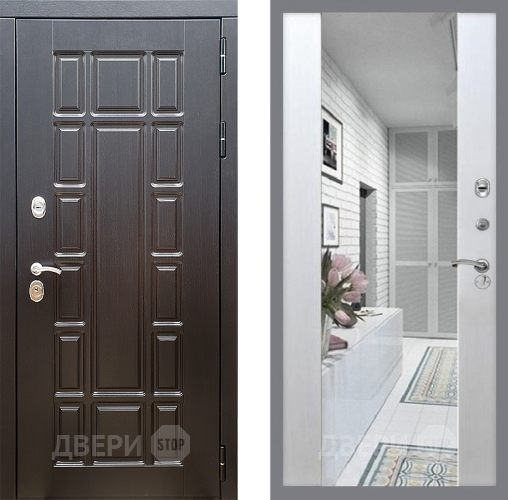 Входная металлическая Дверь Стоп НЬЮ ЙОРК Зеркало СБ-16 Лиственница беж в Ногинск