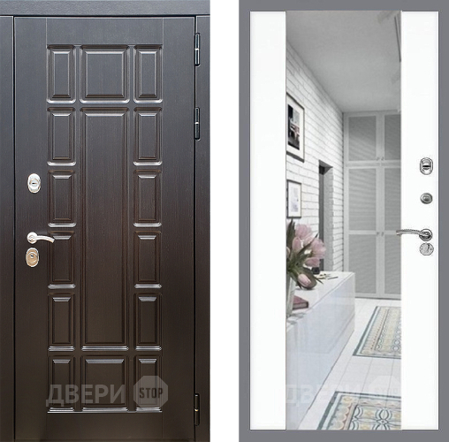 Входная металлическая Дверь Стоп НЬЮ ЙОРК Зеркало СБ-16 Силк Сноу в Ногинск