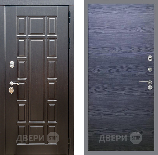 Входная металлическая Дверь Стоп НЬЮ ЙОРК Гладкая Дуб тангенальный черный в Ногинск