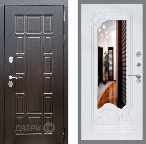 Входная металлическая Дверь Стоп НЬЮ ЙОРК ЗкркалоФЛ-147 Ясень белый в Ногинск