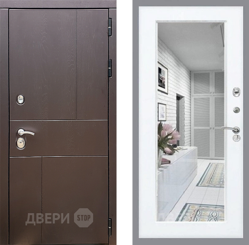 Входная металлическая Дверь Стоп УРБАН Зеркало Силк Сноу в Ногинск