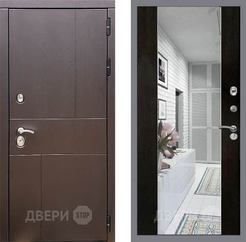 Входная металлическая Дверь Стоп УРБАН Зеркало СБ-16 Венге в Ногинск