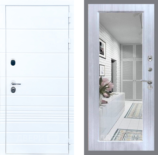 Входная металлическая Дверь Стоп ТРЕНДО Зеркало Сандал белый в Ногинск