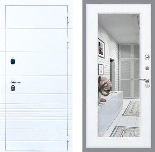 Входная металлическая Дверь Стоп ТРЕНДО Зеркало Силк Сноу в Ногинск