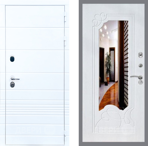 Входная металлическая Дверь Стоп ТРЕНДО ЗкркалоФЛ-147 Ясень белый в Ногинск