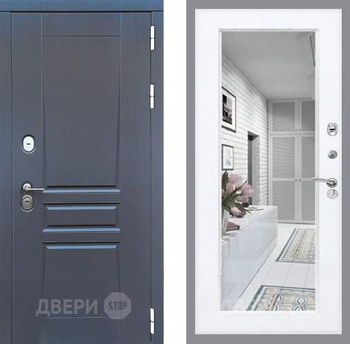 Входная металлическая Дверь Стоп ПЛАТИНУМ Зеркало Силк Сноу в Ногинск