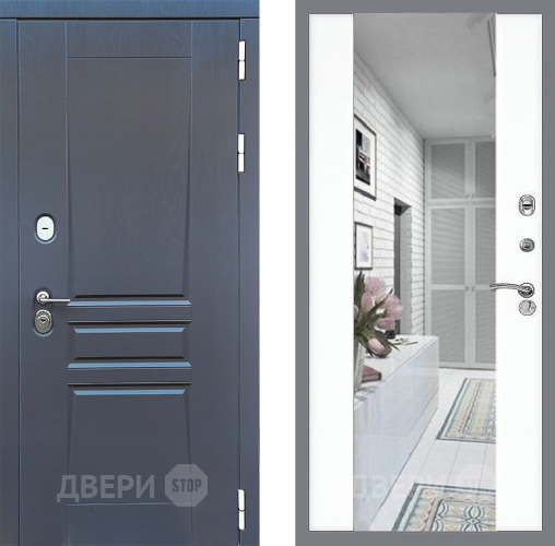 Входная металлическая Дверь Стоп ПЛАТИНУМ Зеркало СБ-16 Силк Сноу в Ногинск