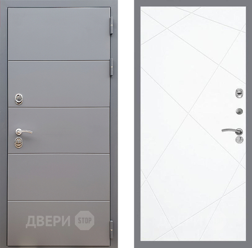 Входная металлическая Дверь Стоп АРТ ГРАФИТ ФЛ-291 Силк Сноу в Ногинск