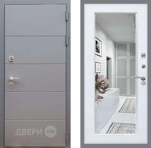 Дверь Стоп АРТ ГРАФИТ Зеркало Белый ясень в Ногинск