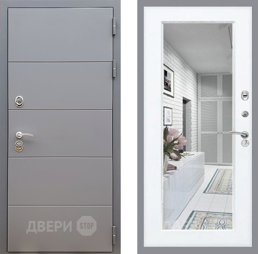 Входная металлическая Дверь Стоп АРТ ГРАФИТ Зеркало Силк Сноу в Ногинск