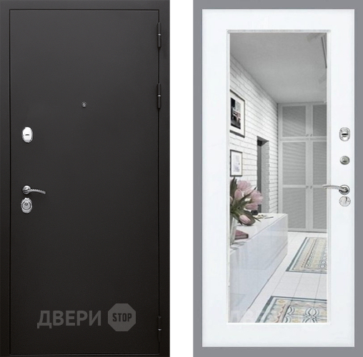 Входная металлическая Дверь Стоп КЛАССИК Шагрень Зеркало Силк Сноу в Ногинск