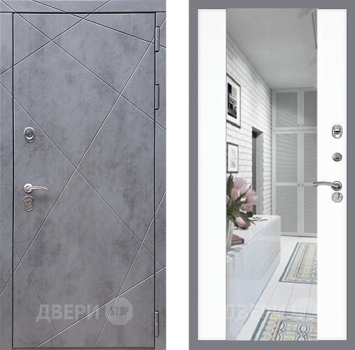 Входная металлическая Дверь Стоп Лучи Зеркало СБ-16 Силк Сноу в Ногинск