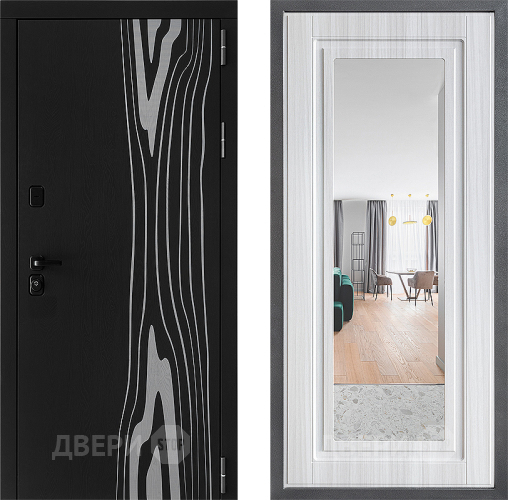 Входная металлическая Дверь Дверной континент ДК-12 ФЛЗ Зеркало Сандал белый в Ногинск