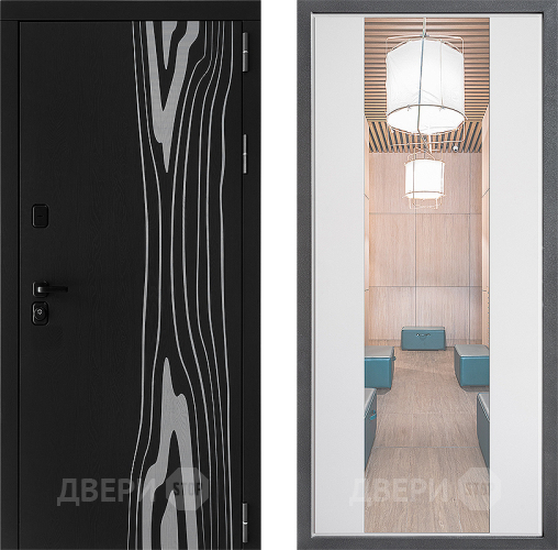 Входная металлическая Дверь Дверной континент ДК-12 ФЛЗ-1 Зеркало Белый софт в Ногинск