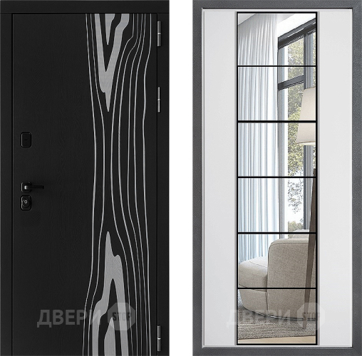 Входная металлическая Дверь Дверной континент ДК-12 ФЛЗ-2 Зеркало Белый софт в Ногинск