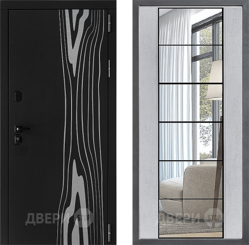 Входная металлическая Дверь Дверной континент ДК-12 ФЛЗ-2 Зеркало Бетон светлый в Ногинск