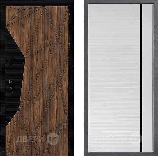 Входная металлическая Дверь Дверной континент ДК-11 ФЛ-757 Черное Стекло Софт милк в Ногинск