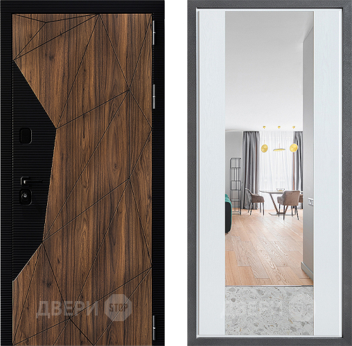 Дверь Дверной континент ДК-11 ФЛЗ-1 Зеркало Белое дерево в Ногинск