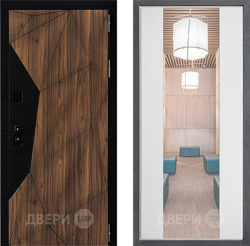 Входная металлическая Дверь Дверной континент ДК-11 ФЛЗ-1 Зеркало Белый софт в Ногинск