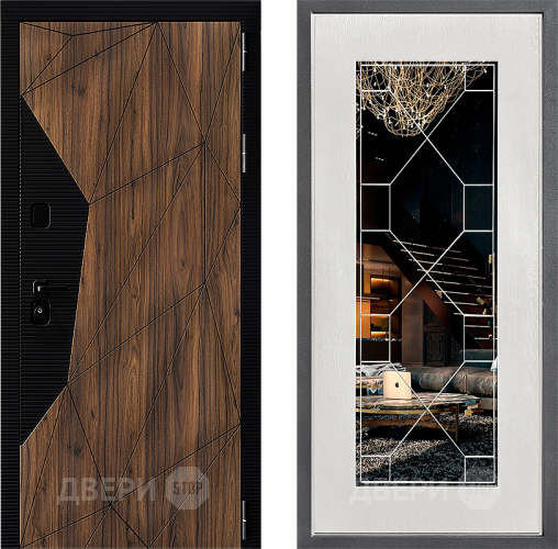 Входная металлическая Дверь Дверной континент ДК-11 ФЛ-Тиффани Зеркало Белое дерево в Ногинск