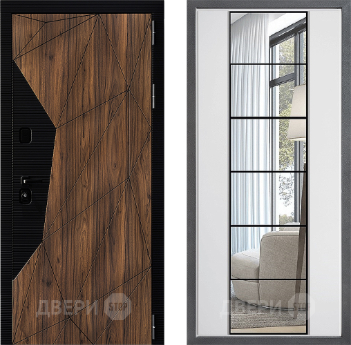 Входная металлическая Дверь Дверной континент ДК-11 ФЛЗ-2 Зеркало Белый софт в Ногинск