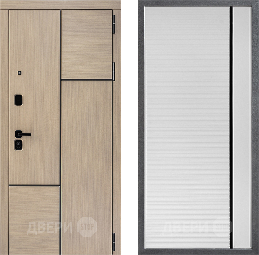 Входная металлическая Дверь Дверной континент ДК-14 ФЛ-757 Черное Стекло Софт милк в Ногинск