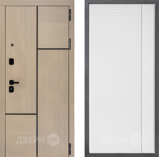 Входная металлическая Дверь Дверной континент ДК-14 ФЛ-757 Белое Стекло Софт милк в Ногинск