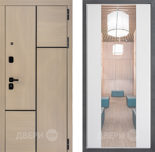 Входная металлическая Дверь Дверной континент ДК-14 ФЛЗ-1 Зеркало Белый софт в Ногинск