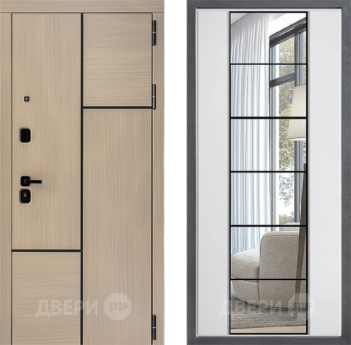 Входная металлическая Дверь Дверной континент ДК-14 ФЛЗ-2 Зеркало Белый софт в Ногинск