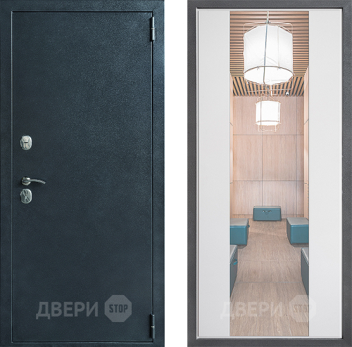 Входная металлическая Дверь Дверной континент ДК-70 Дизайн ФЛЗ-1 Зеркало Белый софт в Ногинск