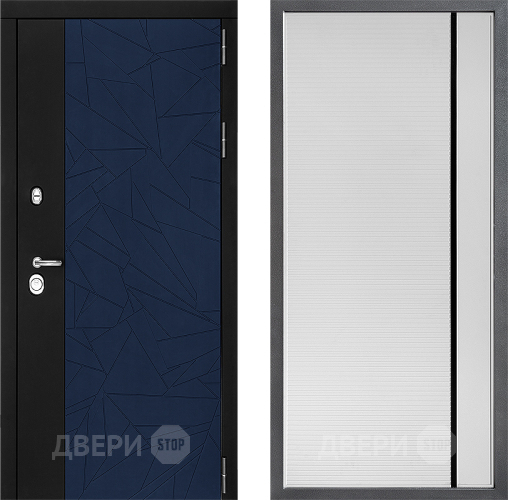 Входная металлическая Дверь Дверной континент ДК-9 ФЛ-757 Черное Стекло Софт милк в Ногинск