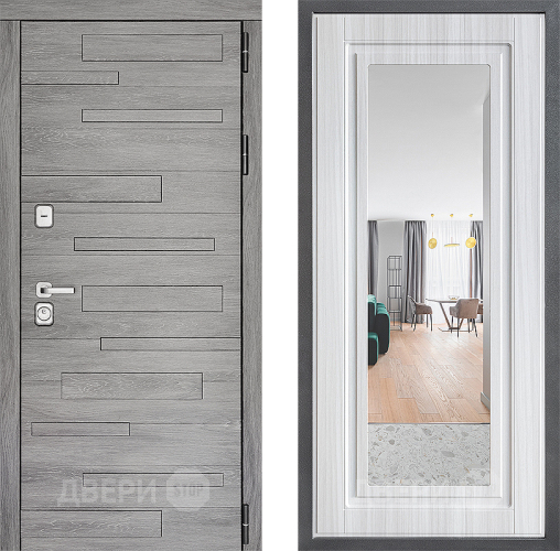 Входная металлическая Дверь Дверной континент ДК-10 ФЛЗ Зеркало Сандал белый в Ногинск